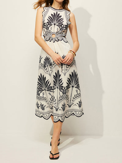 Boho Maxikleid mit Blumenmuster und Cut-Outs – Ärmelloses Sommerkleid