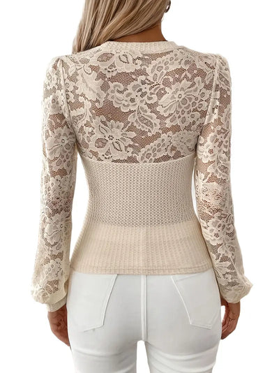 Beatrice – Stilvolle langärmlige Spitzenbluse