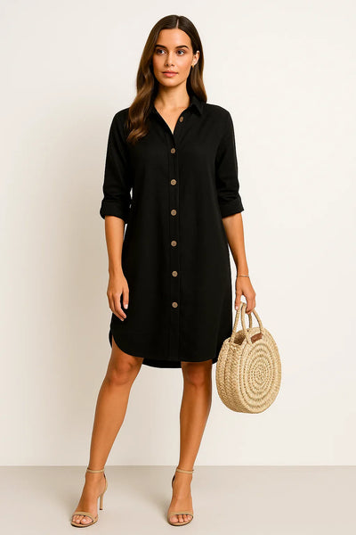 Bequemes Hemdkleid mit Knopfleiste