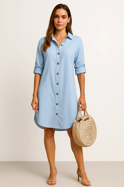 Bequemes Hemdkleid mit Knopfleiste