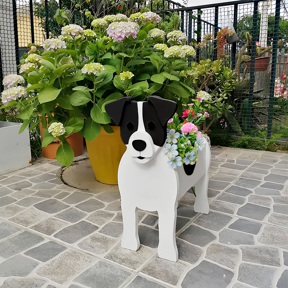 Schwarz-Weißer Jack Russell Blumentopf
