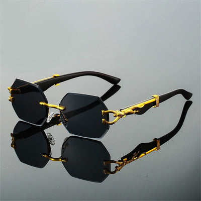 Rahmenlose Retro-Leopardenbrille