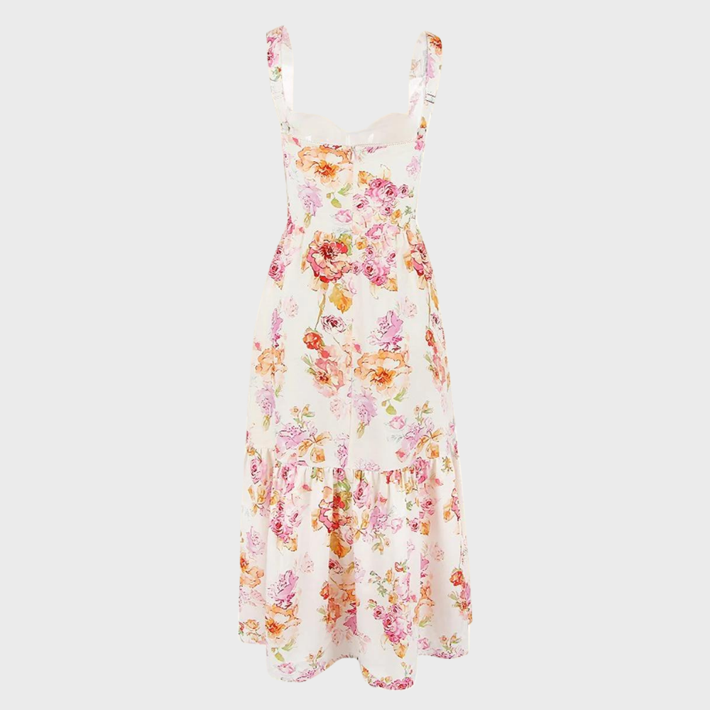 Blumenmuster Midi-Party Kleid – Mireille