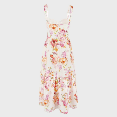 Blumenmuster Midi-Party Kleid – Mireille