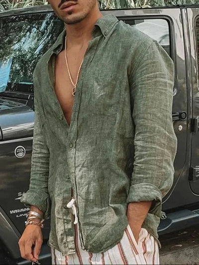 Leichtes Herren Sommerhemd aus Leinen-Baumwoll-Mix – Felix