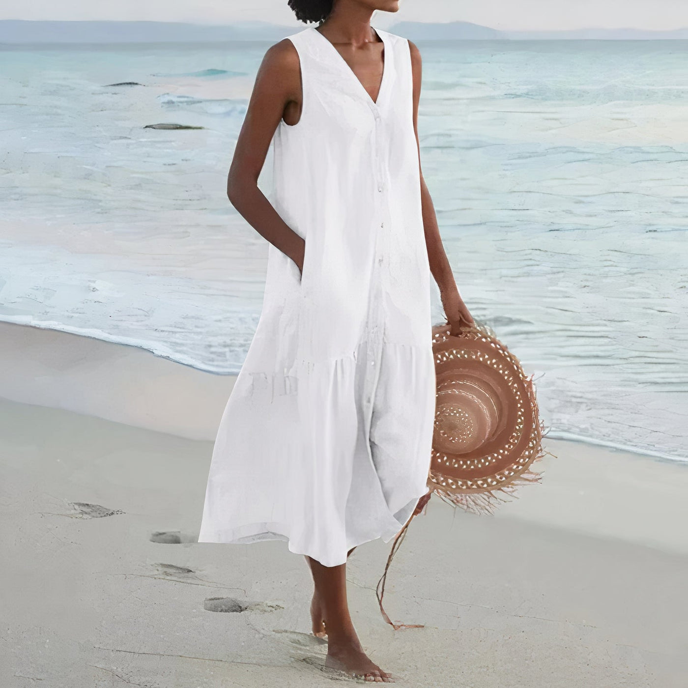 Strandkleid aus Leinen für Damen