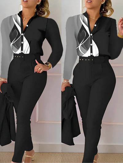 Aranka – oberteil mit v-ausschnitt und hose mit hoher taille