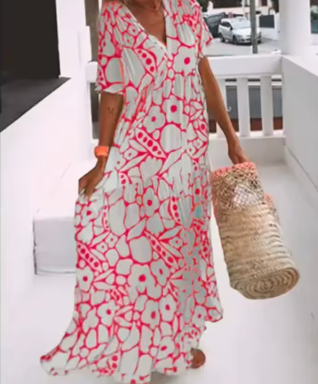 ESTER - Maxikleid mit kurzen Ärmeln