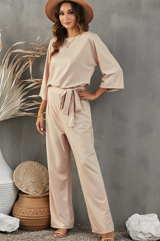 Catalina - Damen Leinen Jumpsuit – Weite Beine & Gürtel