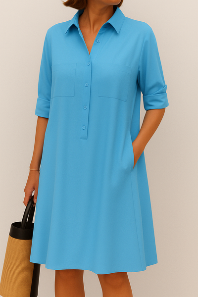 Barbara | Elegantes farbiges Kleid mit Knöpfen