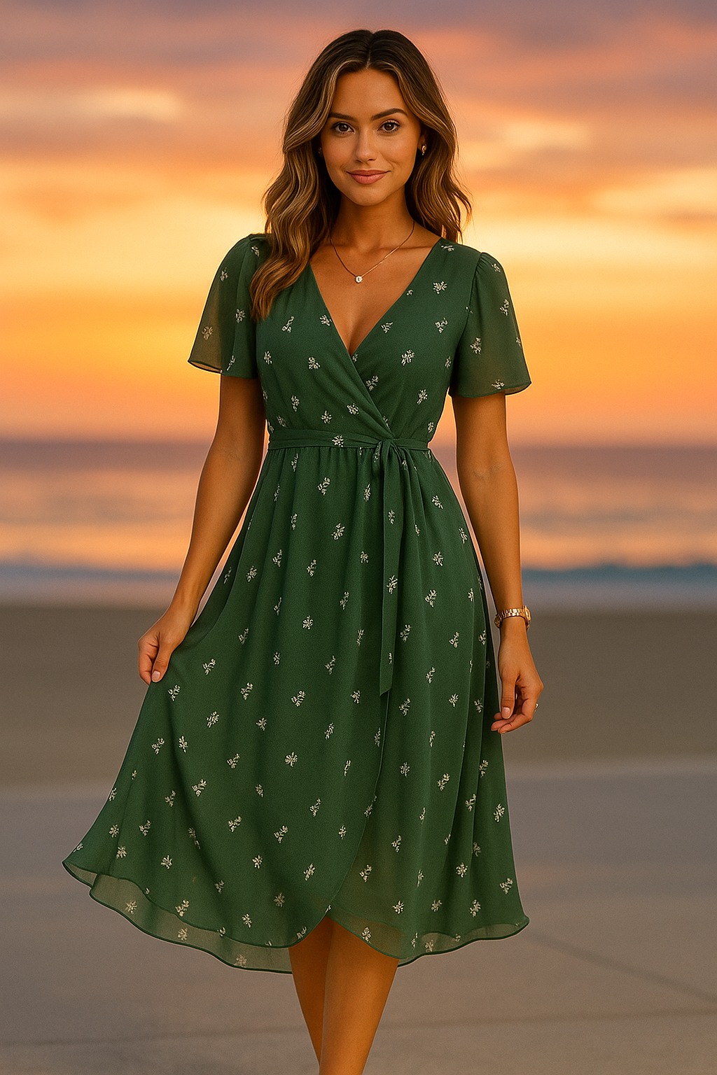 Anneloes | Elegantes V-Ausschnitt Kleid mit Weiblicher Passform