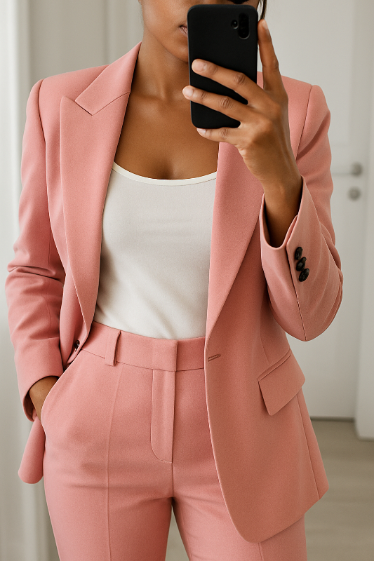 Eleganter Damenanzug für formelle Anlässe – Maßgeschneiderter Blazer mit mittelhoher Hose