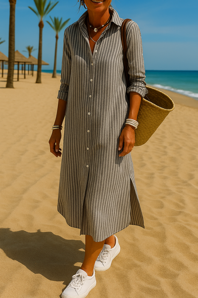 Lova | Klassisch gestreiftes Hemdblusenkleid