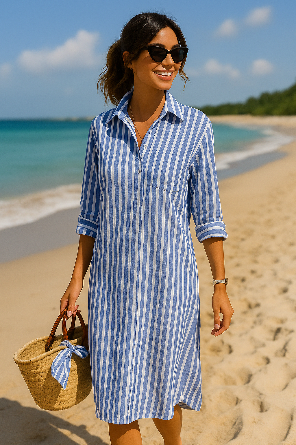 Lova | Klassisch gestreiftes Hemdblusenkleid