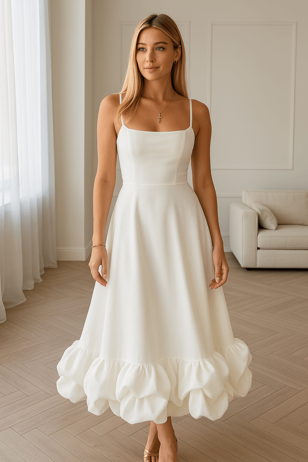 Elegantes Midi-Party-Kleid • Cocktailkleid für festliche Anlässe • A-Linie