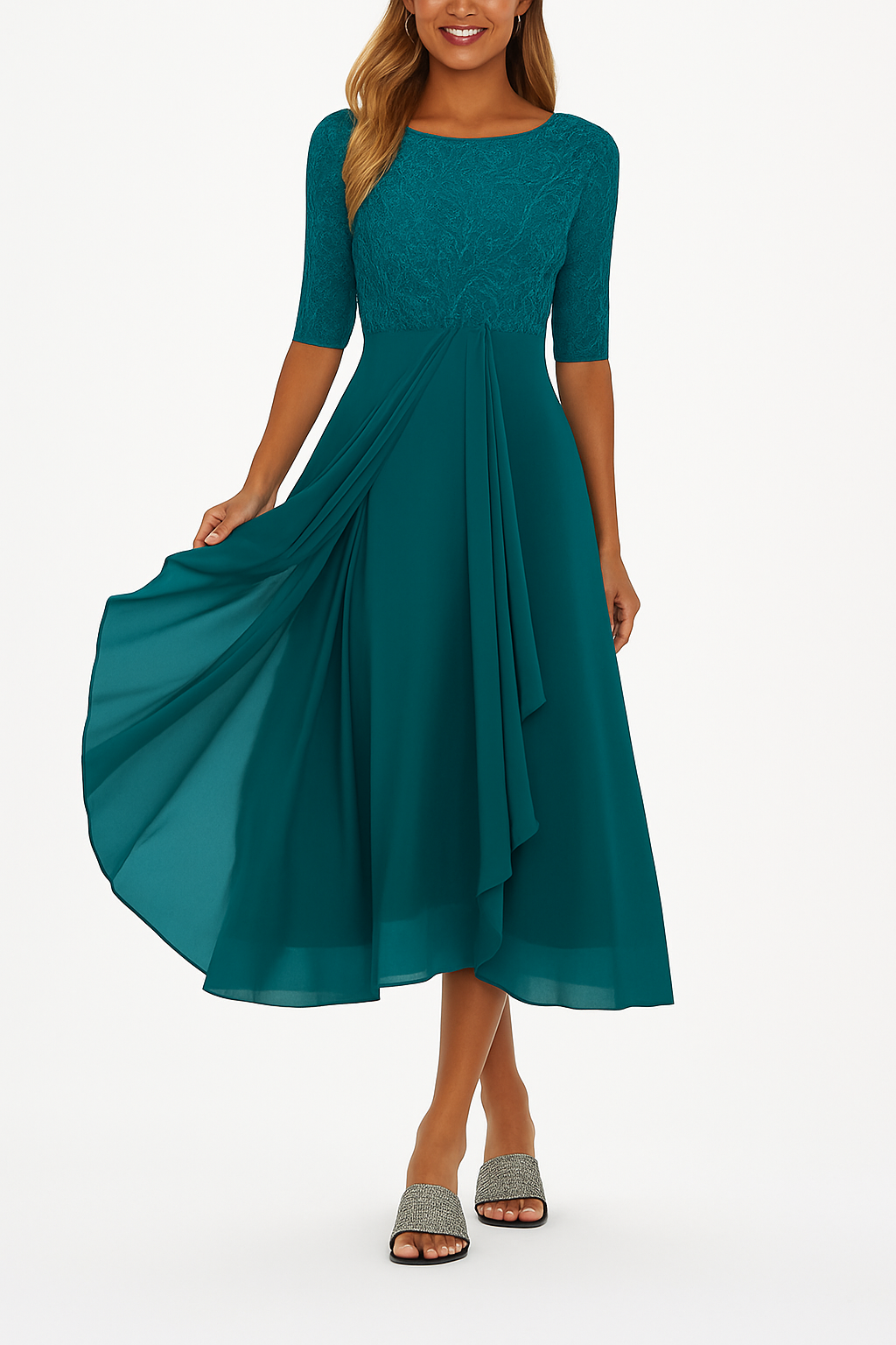 Elegantes Chiffon A-Linien Kleid