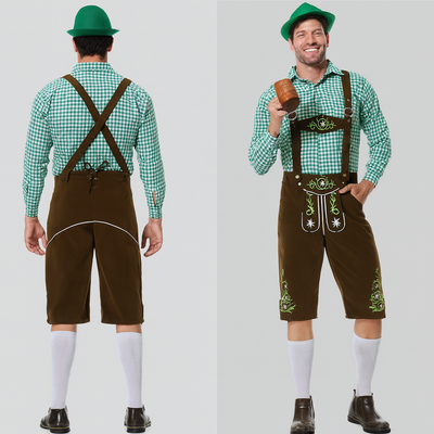 Herren Lederhose Braun – Traditionelle Trachtenhose mit Trägern für Oktoberfest München