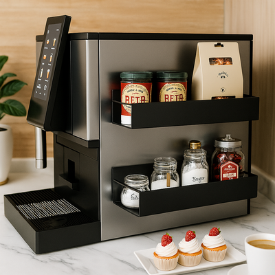 Magnetisches Seitenregal – Schwarzes Metall, Wandmontage ohne Bohren für Kühlschrank oder Waschmaschine