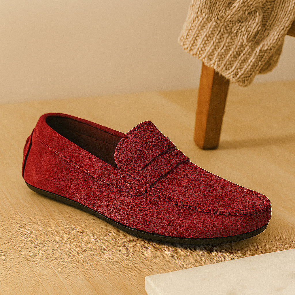 Milano Herren-Leder-Loafer – Klassische Slipper mit rutschfester Sohle