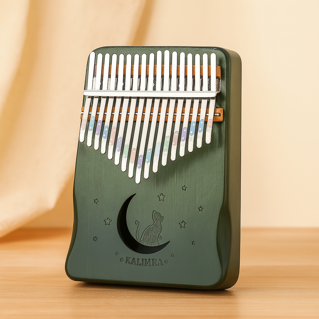 17-Tasten Kalimba Daumenklavier – Holzinstrument für Anfänger mit Notenheft