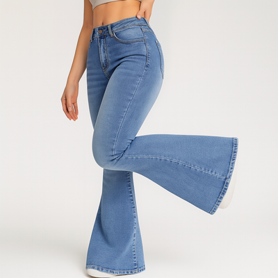 Noa – Damen-Schlagjeans mit hohem Bund – Skinny Fit, einfarbig, extra lang