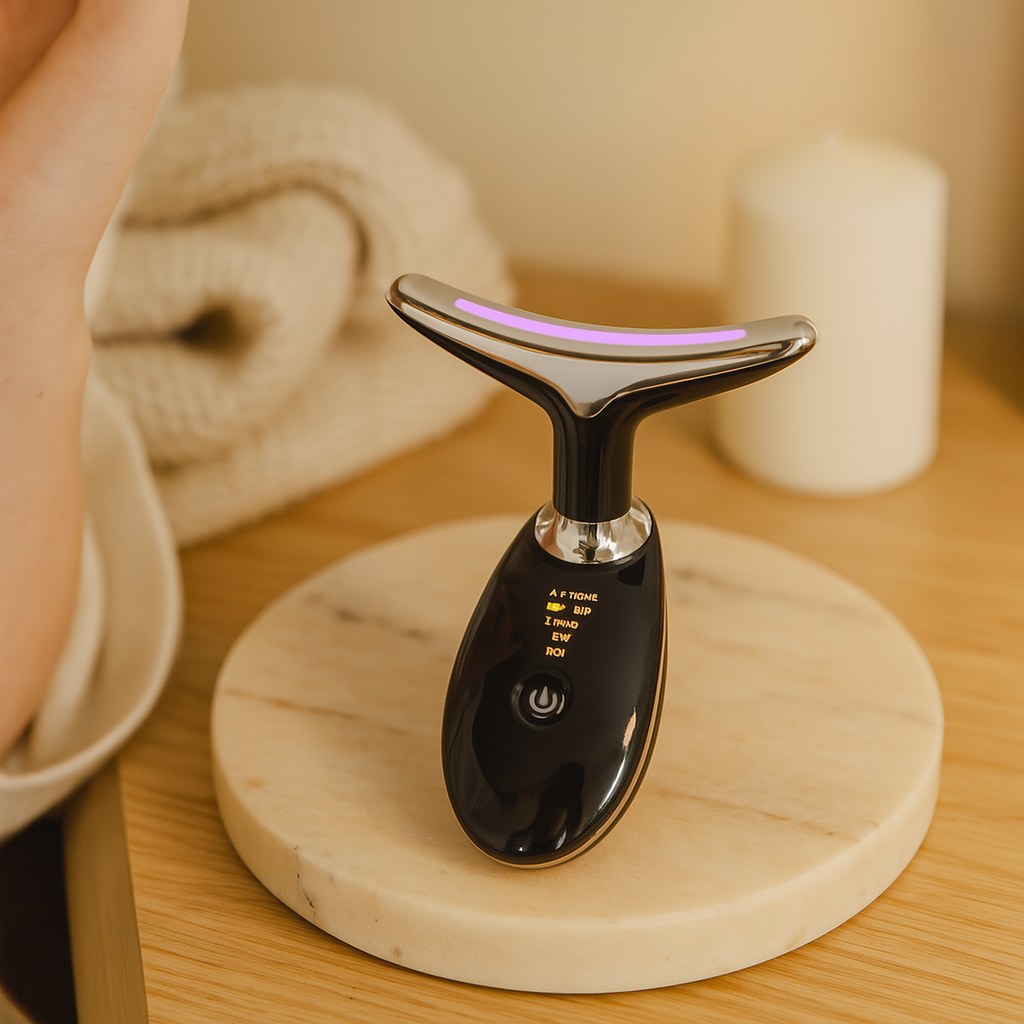 GlowLift – Anti-Falten Gesichtsstraffungs-Massagegerät mit LED-Lichttherapie für Gesicht und Hals