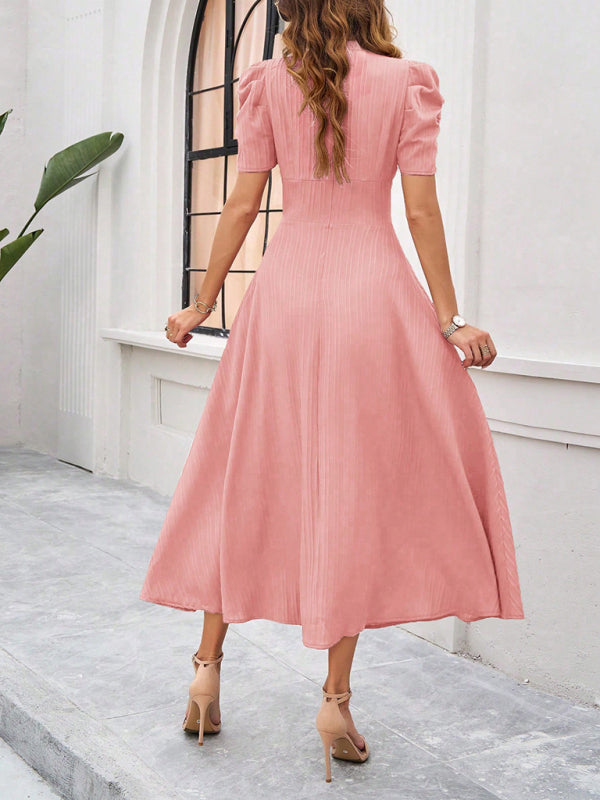 Dame Cocktail Midi-Kleid mit Puffärmeln