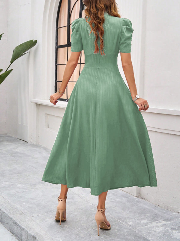 Dame Cocktail Midi-Kleid mit Puffärmeln