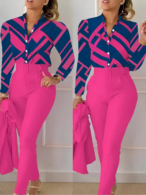 Aranka – oberteil mit v-ausschnitt und hose mit hoher taille