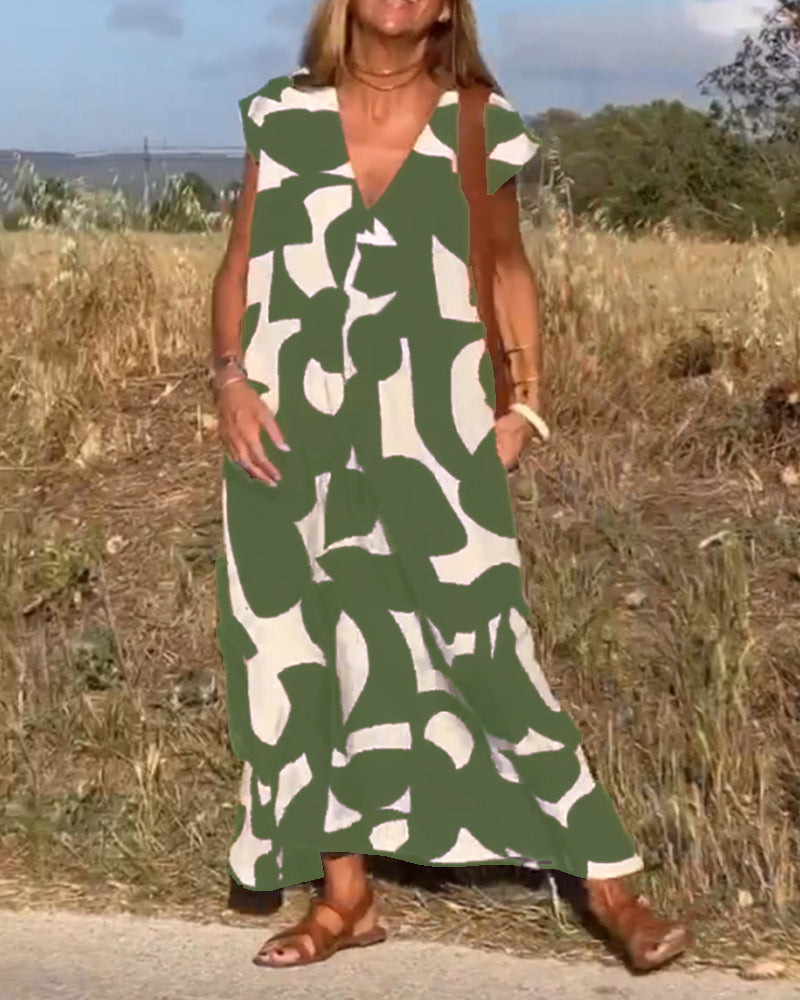 NAOMI | Gestreiftes Maxikleid mit V-Ausschnitt und A-Linien-Schnitt für einen Urlaubslook