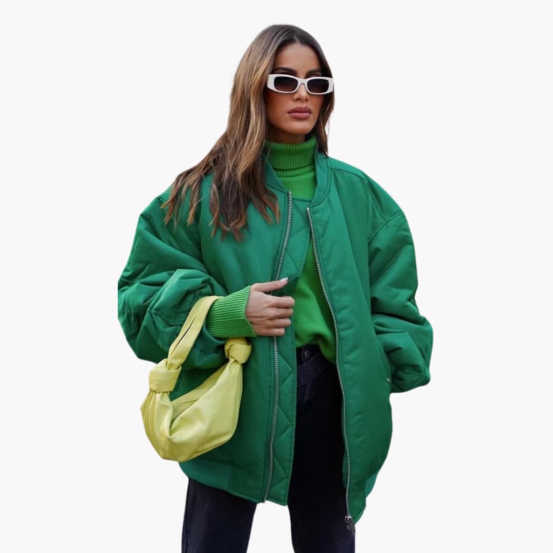 Damen Bomberjacke mit Reißverschluss und Fronttaschen