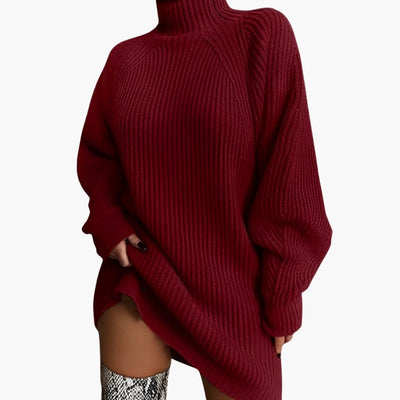 Damen Oversize Rollkragenpullover mit langen Ärmeln