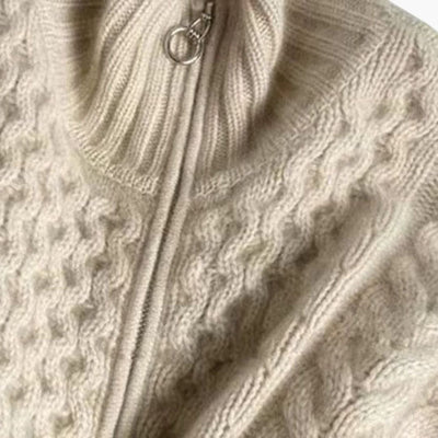 Damen Strickjacke mit hohem Kragen und Reißverschluss