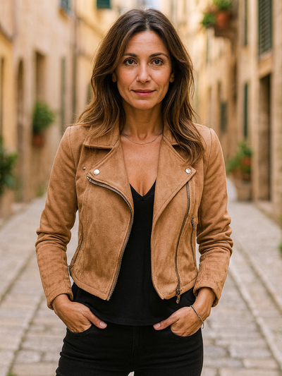 Damen Bikerjacke Mit Asymmetrischem Reißverschluss und Eleganten Details – Jacke Für Stilbewusste Frauen