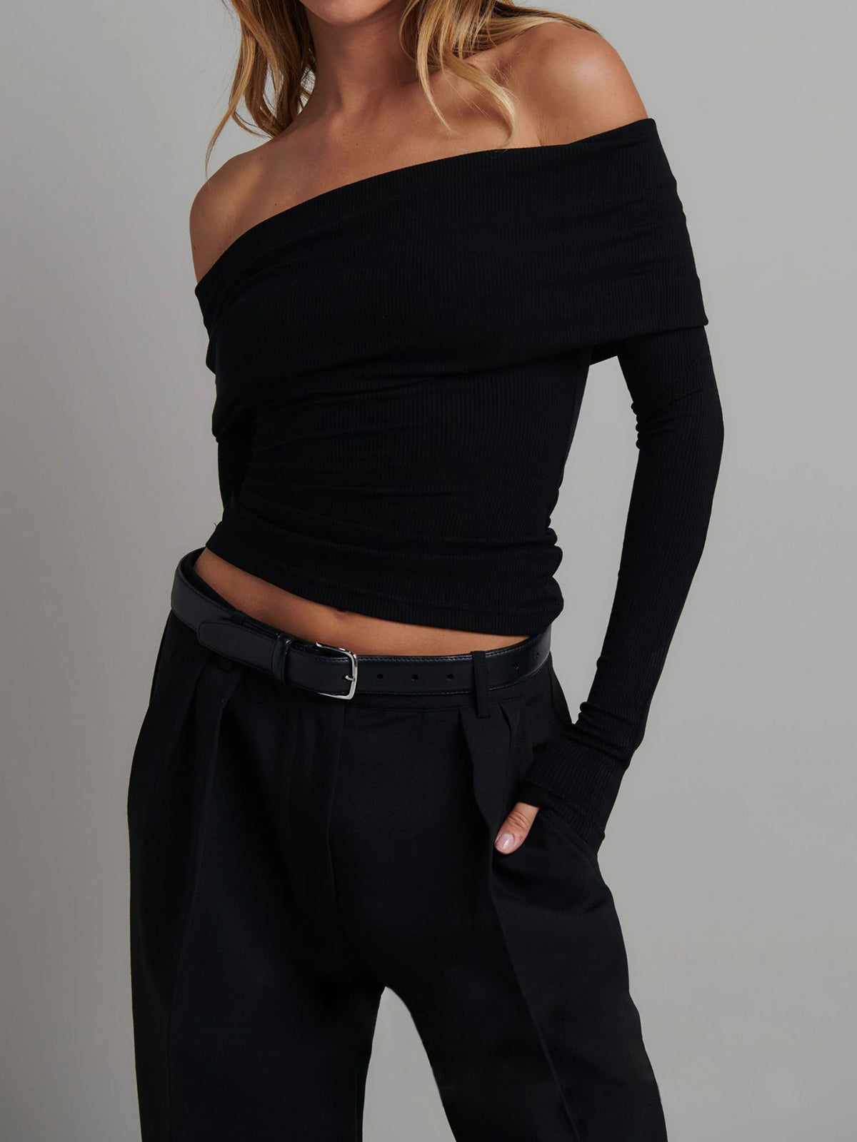 Damen Crop Shirt Langarm