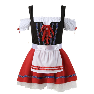 Damen Dirndl Kleid Baumwolle Festlich Verspielt