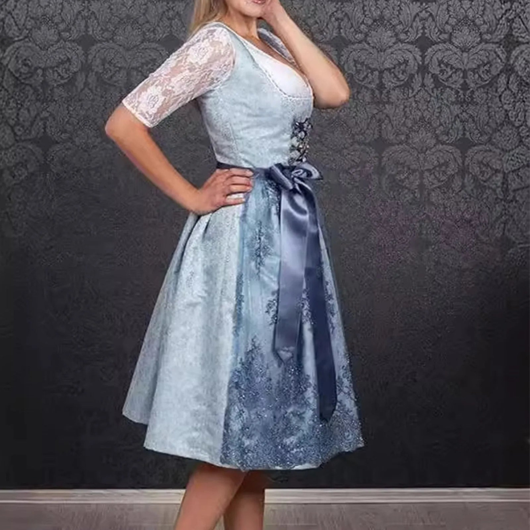 Damen Dirndl Kleid Baumwolle Traditionell für Oktoberfest und Festlichkeiten