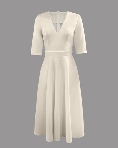 Damen Kleid mit weitem Rock | Elegantes Midikleid für Feier & Anlass