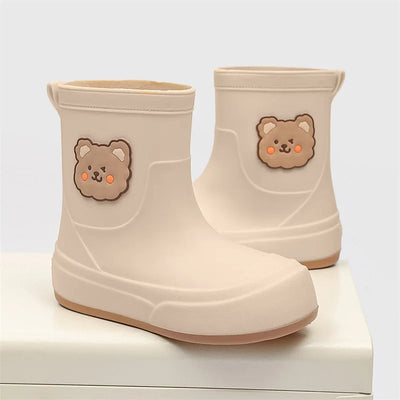 Damen Gummistiefel Gummi Wasserfest mit Bärendesign Rutschfeste Sohle