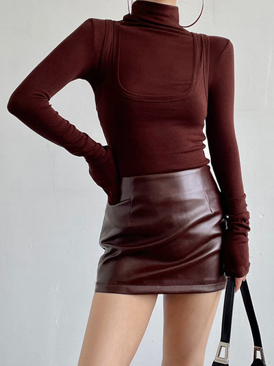 Damen Oberteil Jersey Stehkragen Langarm Regulär