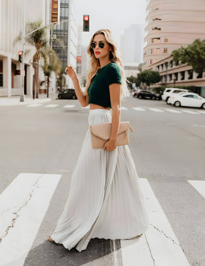 Damen Rock Viskose Langer Lässiger A-Linien Schnitt