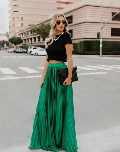 Damen Rock Viskose Langer Lässiger A-Linien Schnitt