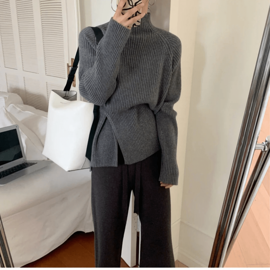 Damen Rollkragenpullover Strickmaterial Elegant Warme Pullover Damen