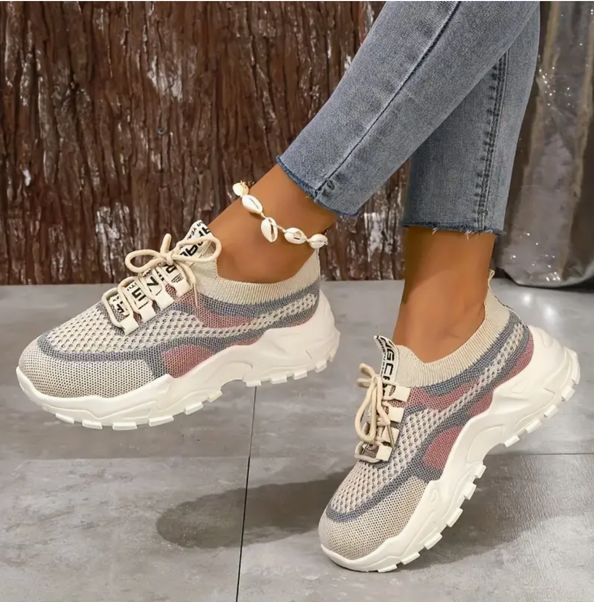 Damen Sneakers Atmungsaktiv Elastisch Komfortabel