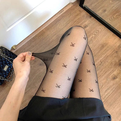 Damen Strumpfhosen mit Herz- und Punktmuster, Elastisch, Modisch