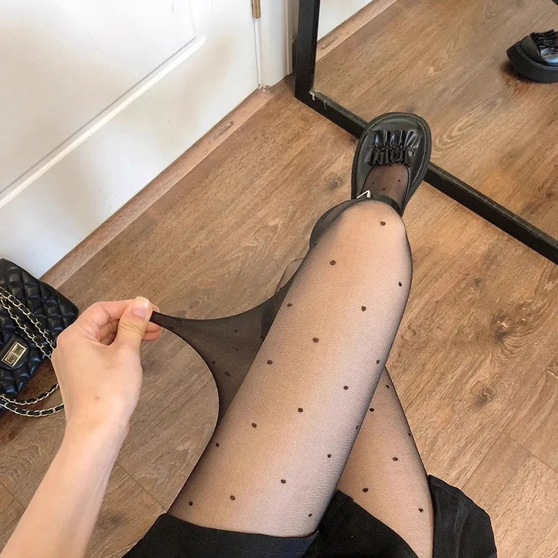 Damen Strumpfhosen mit Herz- und Punktmuster, Elastisch, Modisch