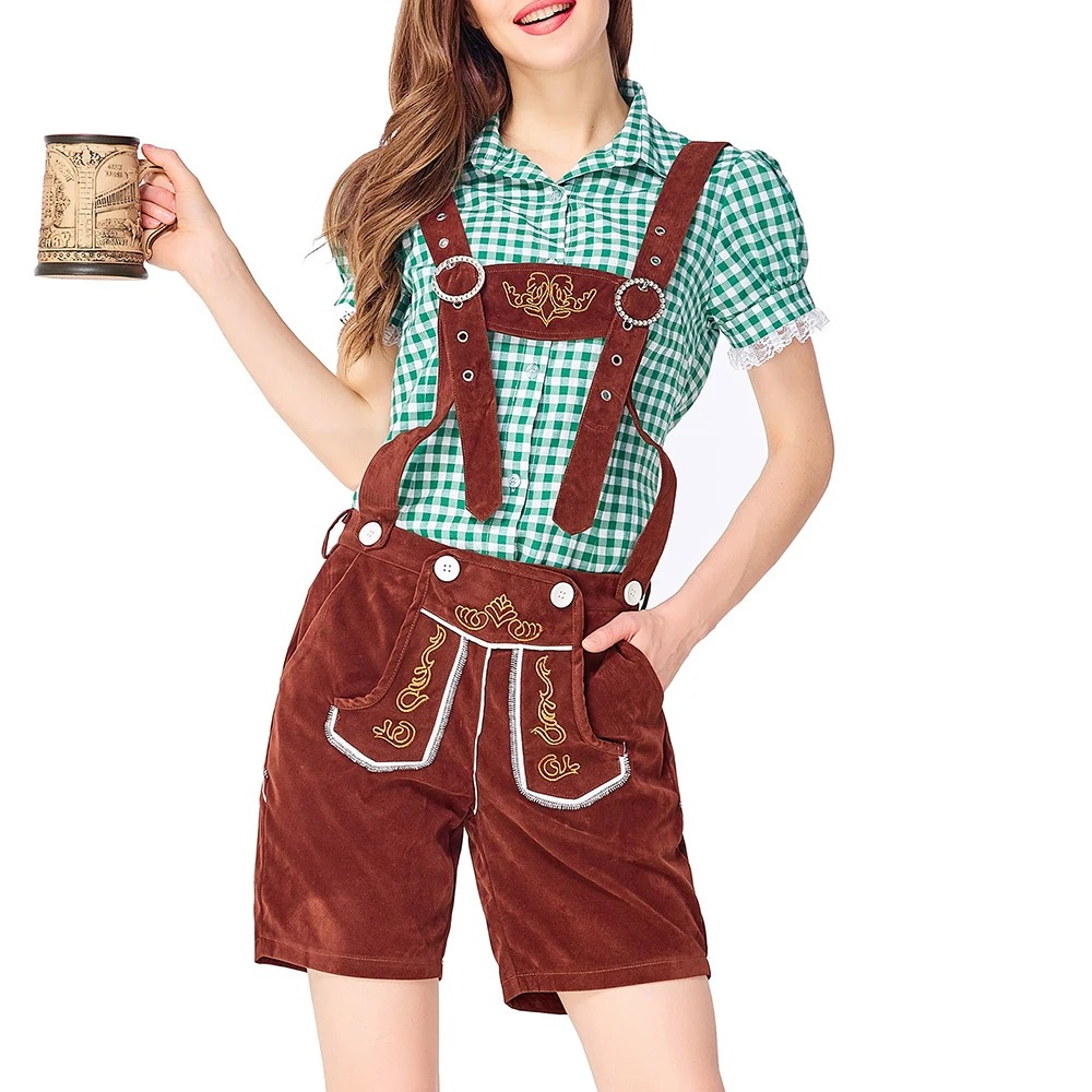Damen Trachtenanzug Lederhosen Mit Bluse Elegant