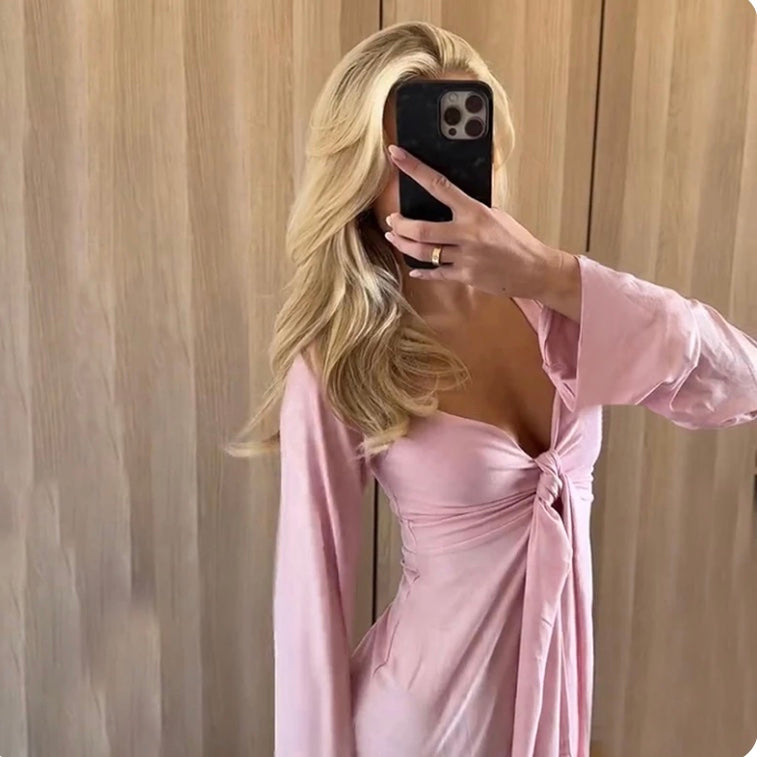 Damenbluse Viskose Knoten-Detail Elegant Festlich