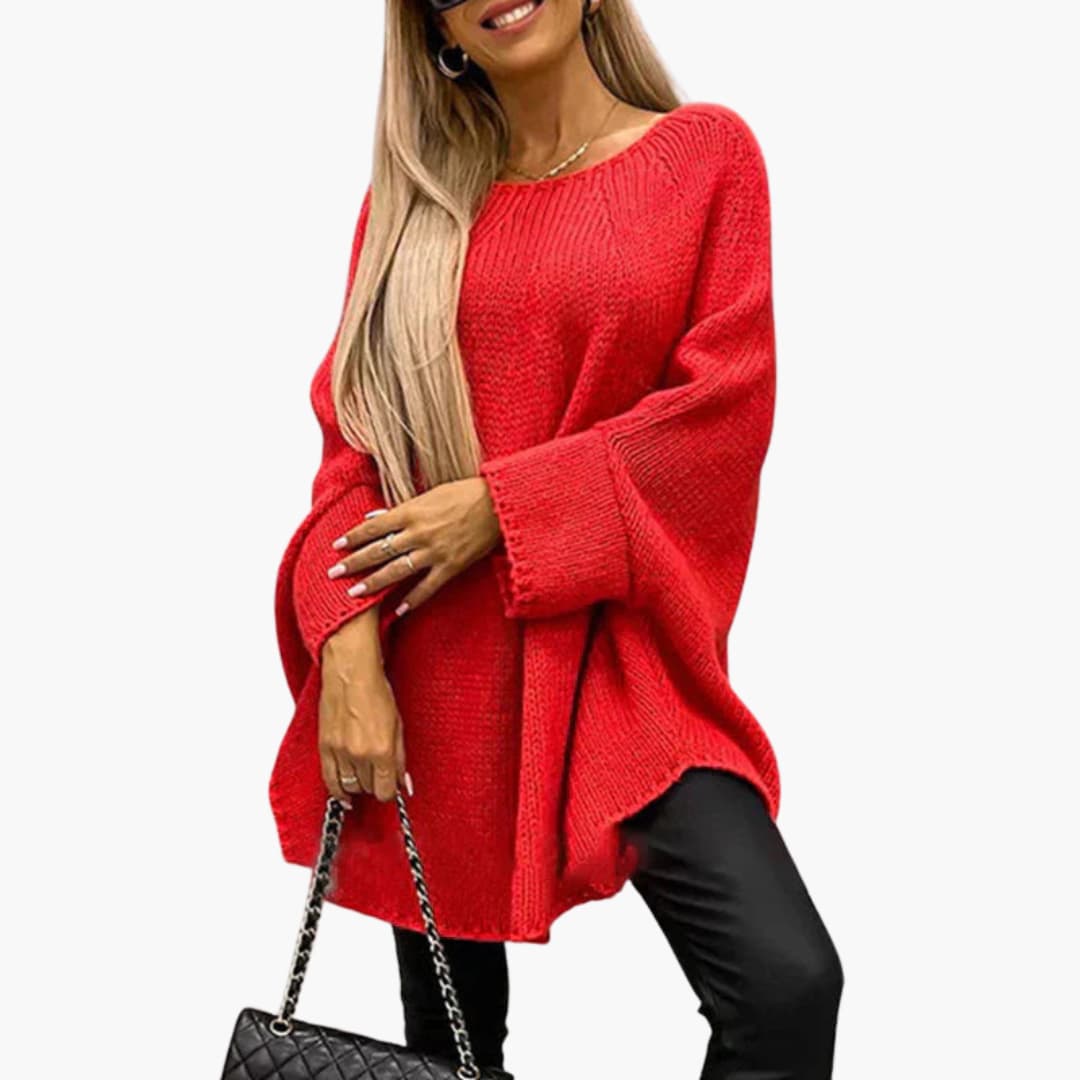 Damen pullover mit U-Boot-Ausschnitt und langen Ärmeln