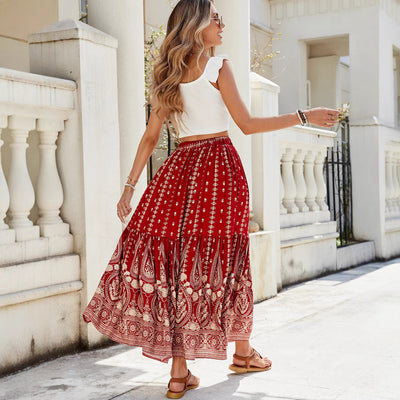 Diana – Weites Strandkleid Damen A-Linie Mit Print